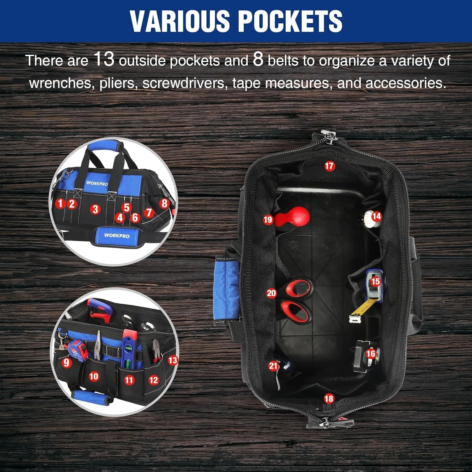 Durable 600D Polyester Tool Bag with Wide Mouth