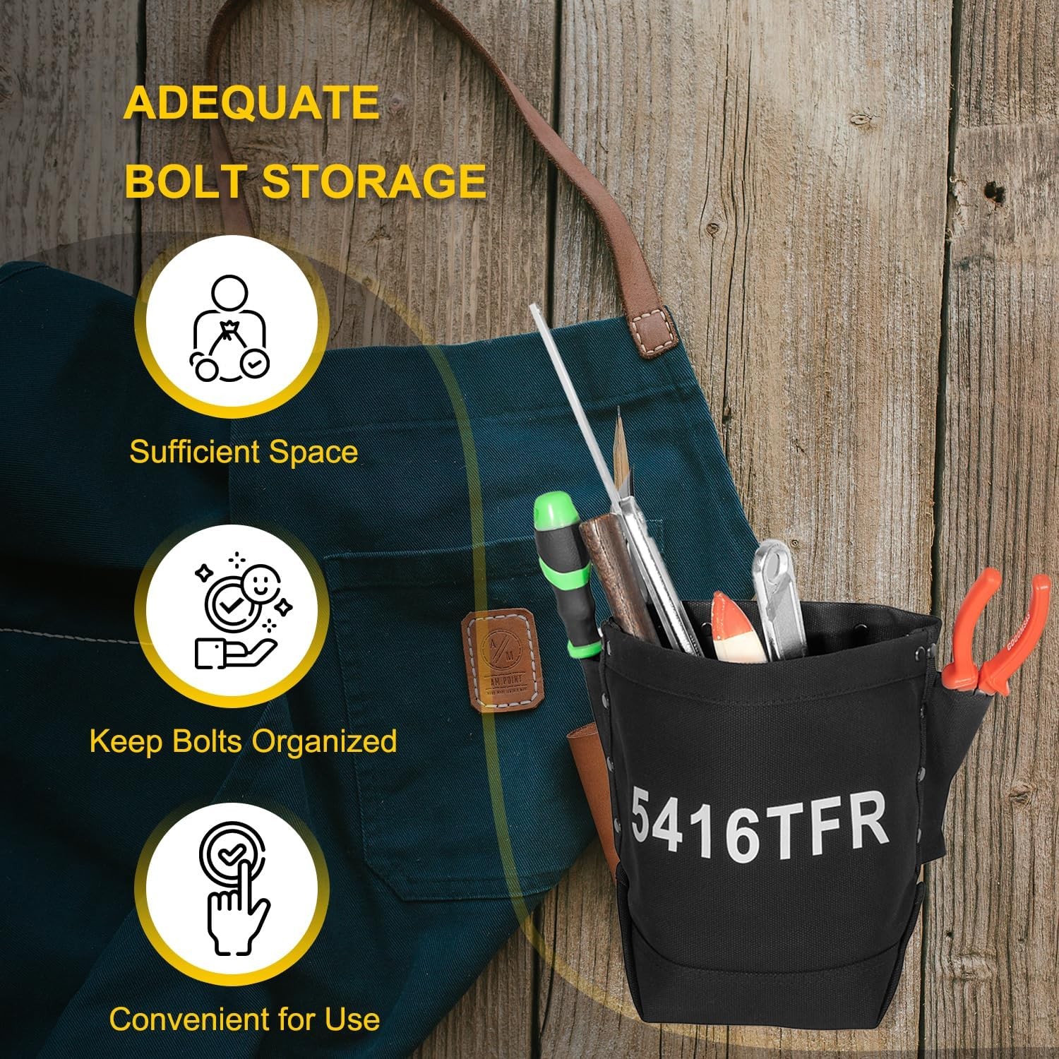 5416TFR Tool Bag Flame Retardant Tool Kit 5x10x9 Inch Bolt Bag for Iron Workers