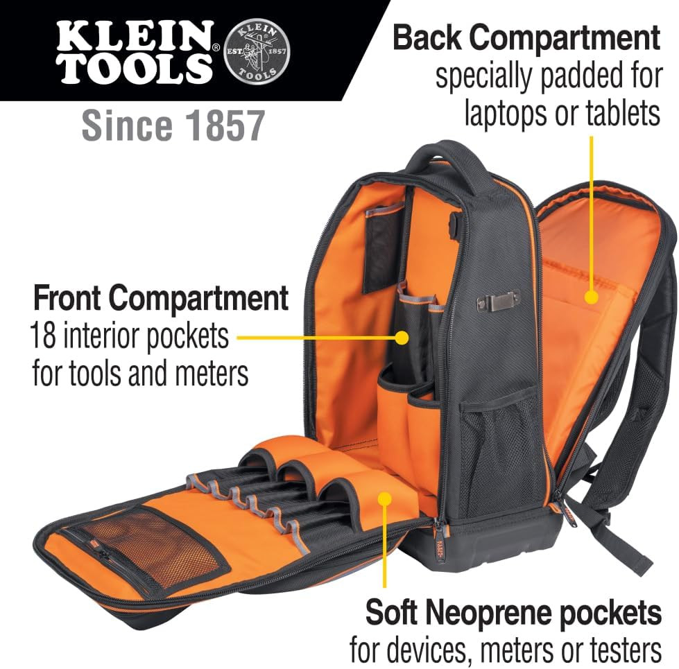 62805BPTECH 28-Pocket Laptop Backpack Tool Bag, Tradesman Pro Extra-Large Tech T