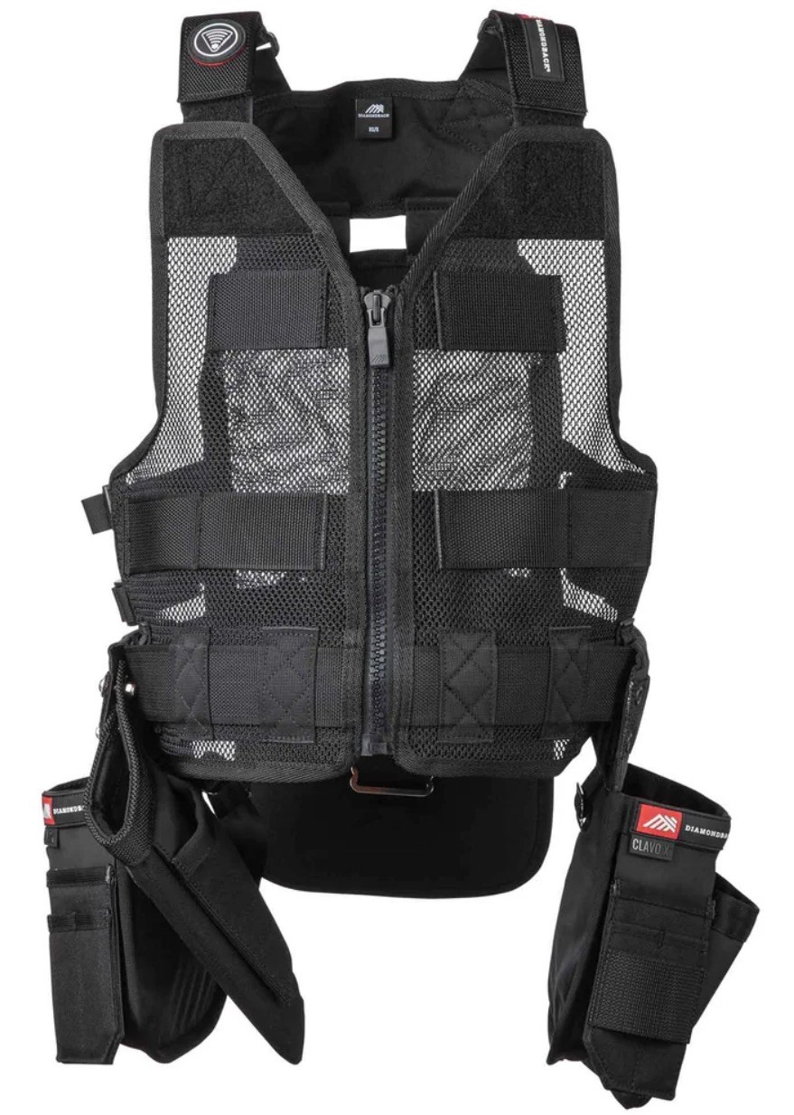 Diamondback 701 Tool Vest Black w mini niko & Flux x pouches & hammer pouch M/L