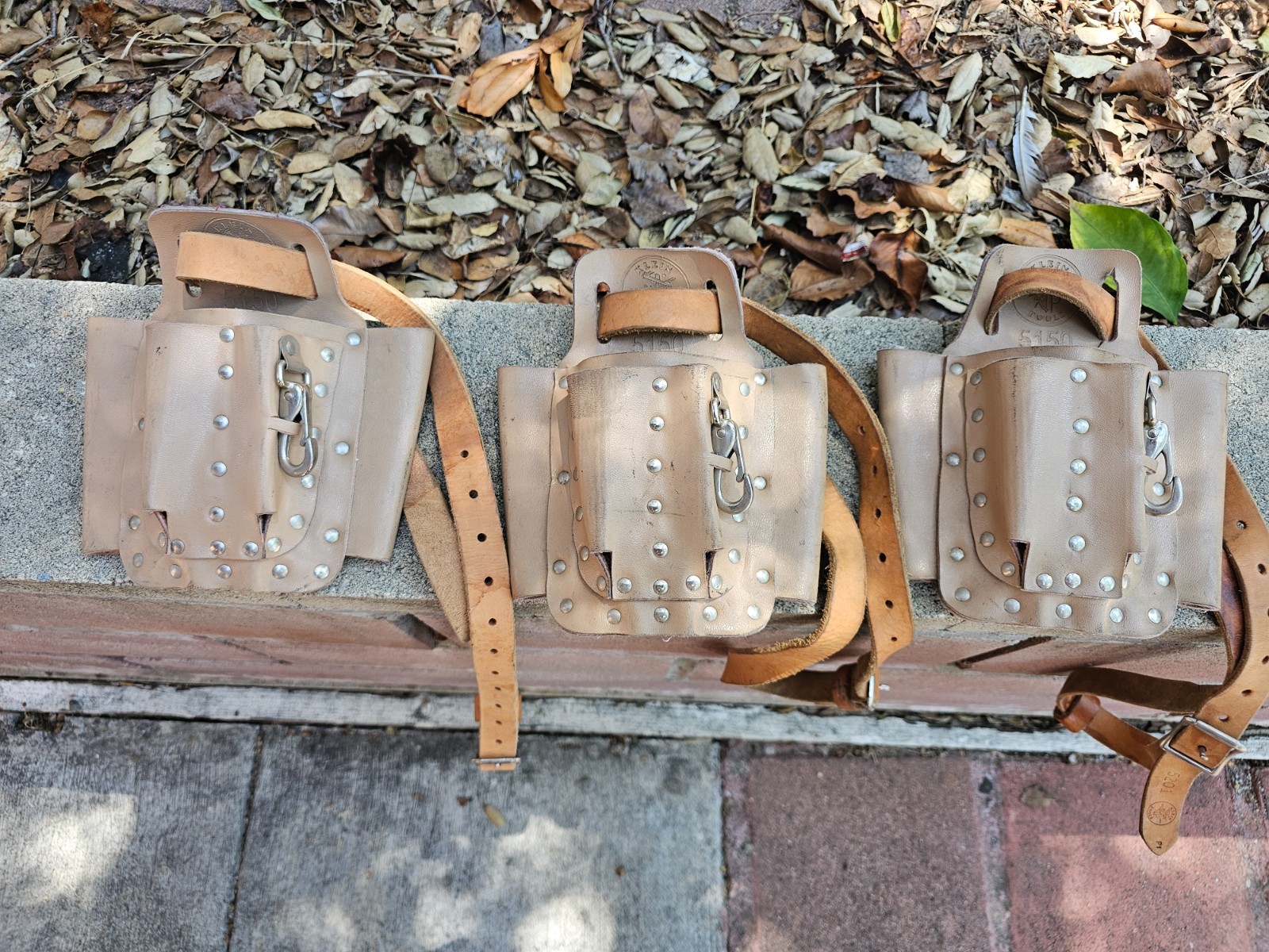 3 Pieces Klein Tools 5150 Electricians Genuine Leather Tool Pouch With 5201 Belt