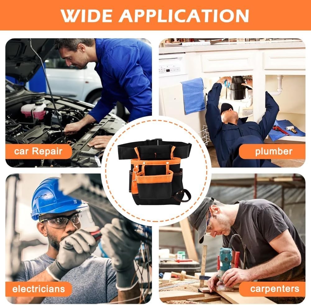 Tool Belts 8 Pockets, Tool Pouch Heavy Duty Tool Belts for Men Tool Belt Bag …