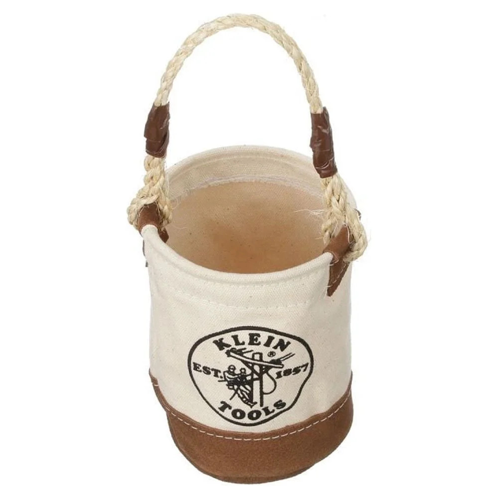 Tool Bucket Mini Small Parts Bag Heavy Duty Natural Canvas & Leather Bottom 🎯🎯