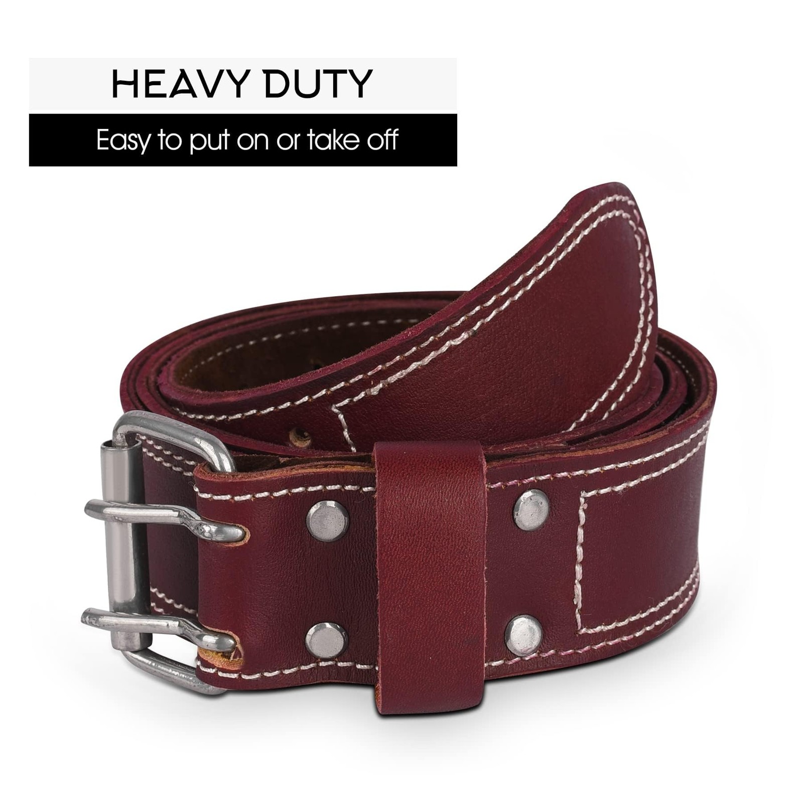Maroon Heavy Duty Leather Work Tool Belt For Men Suspenders Carpenter Framer
