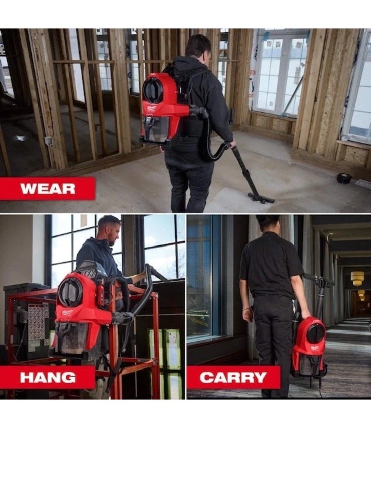 Milwaukee Tool 0895-20 Backpack Vacuum, 18 In H, 16 Lb