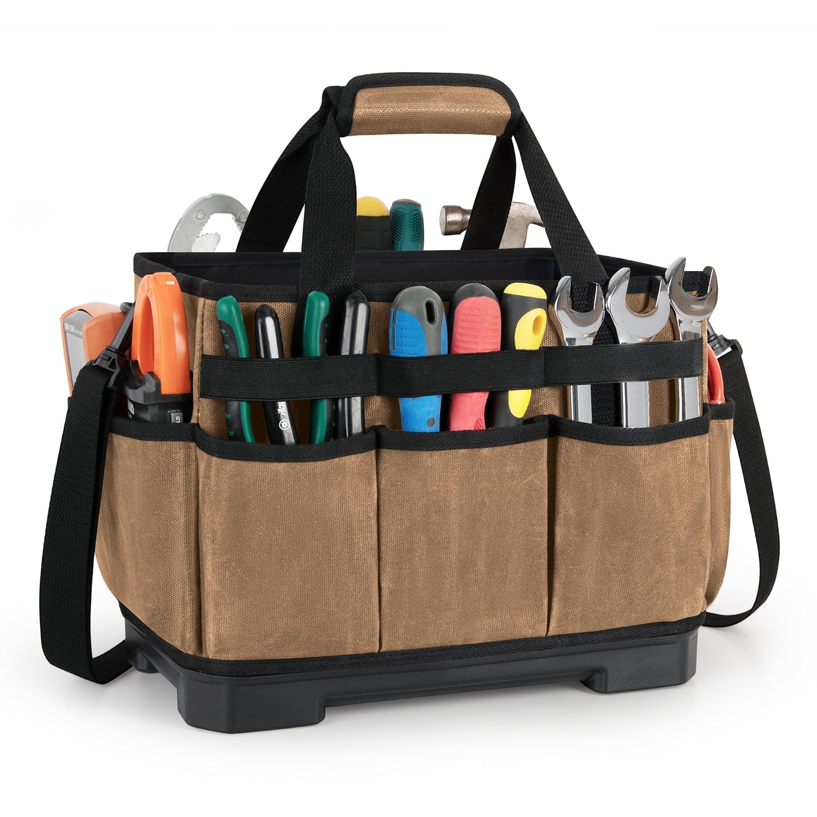 Marscamd Khaki Waxed Canvas Tool Tote Hard Bottom