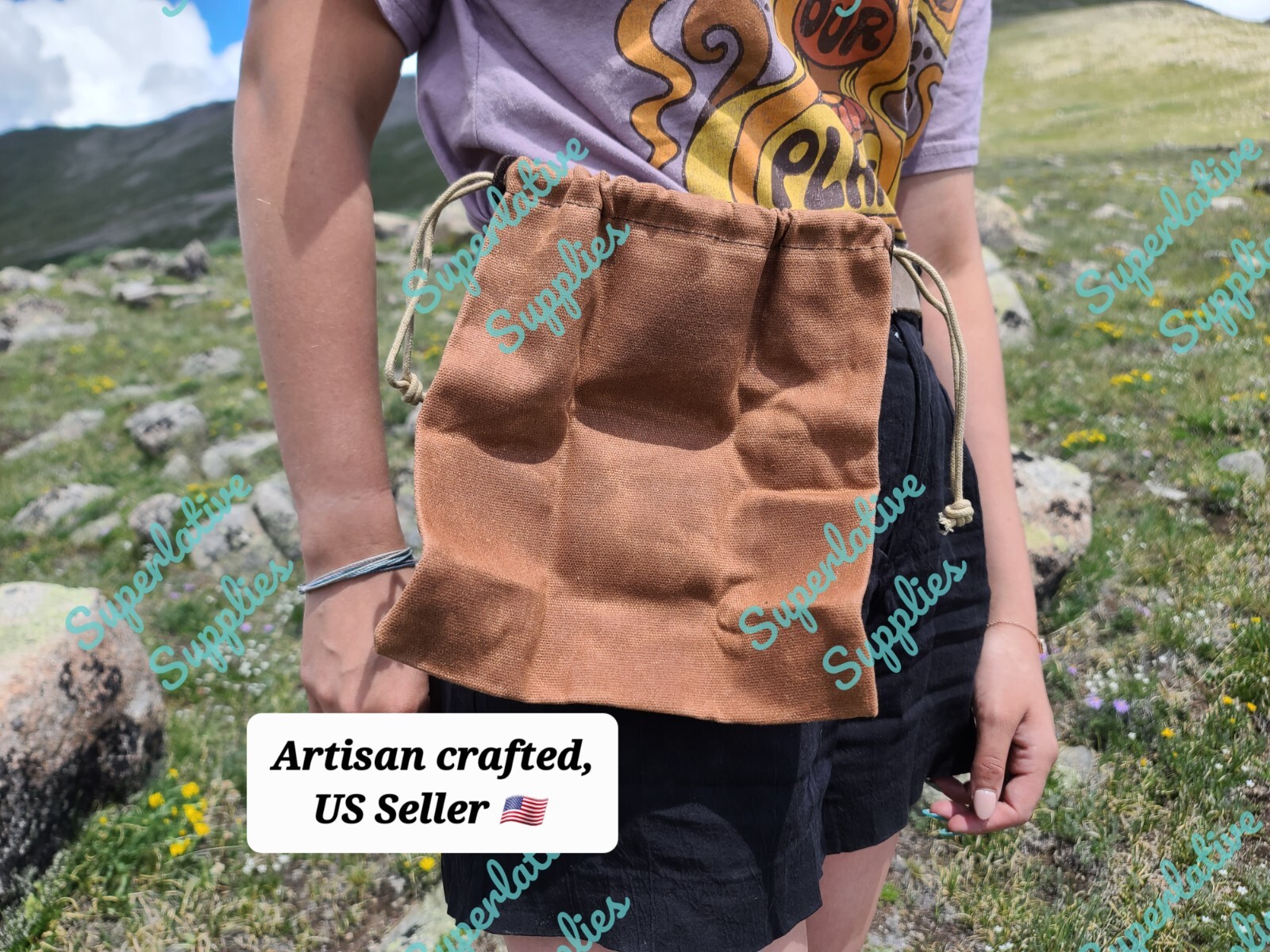 Canvas Drawstring Bag Trail Pouch Foraging Hiking Camping Ammo Shells: USA