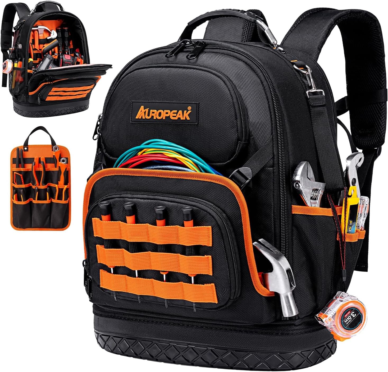 96-Pocket Tool Backpack Heavy Duty, Large Tool Bag Backpack for Men Women