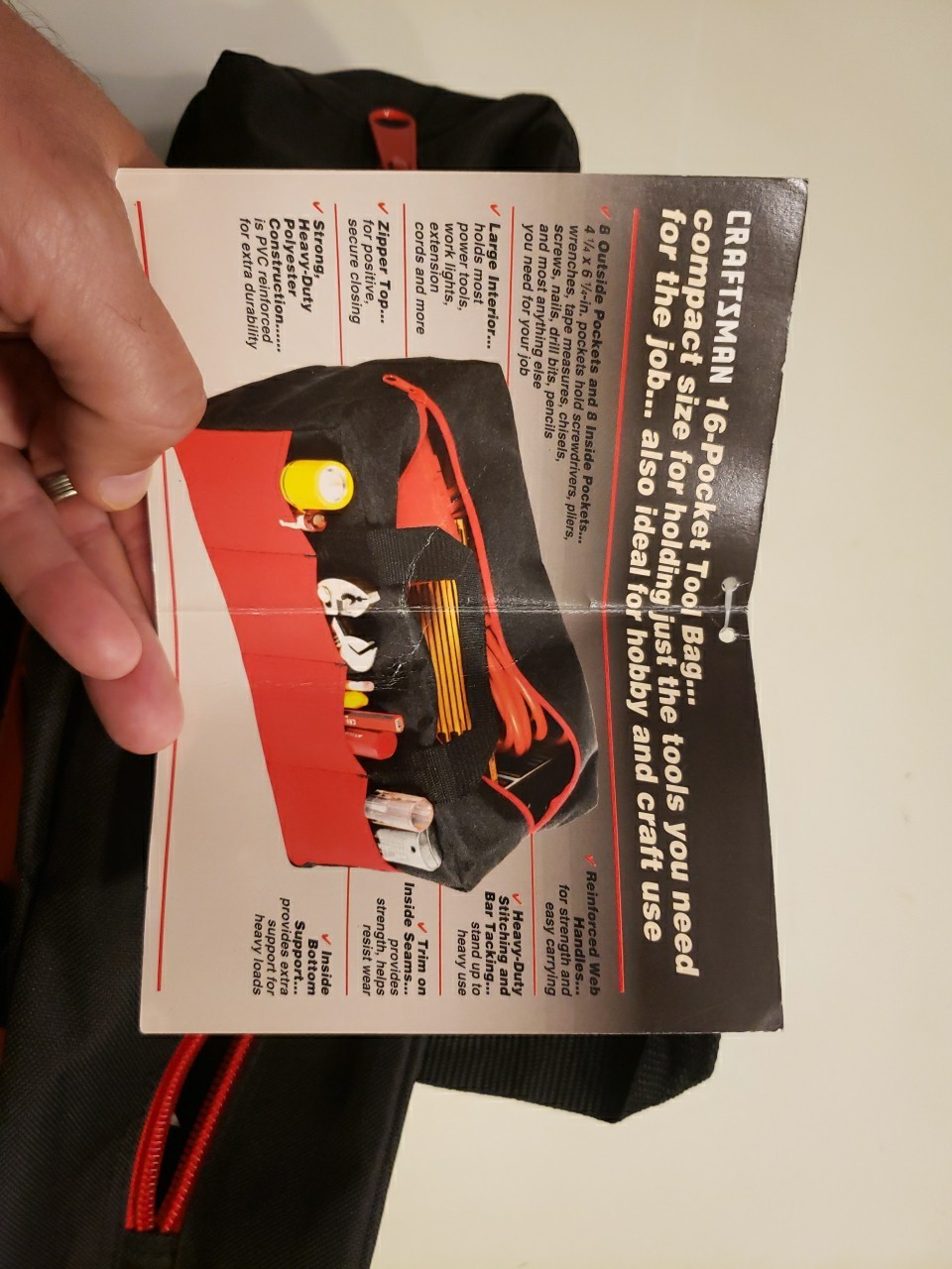 Craftsman 16 Pocket Tool Bag 14×7.5×5.5 Measurements