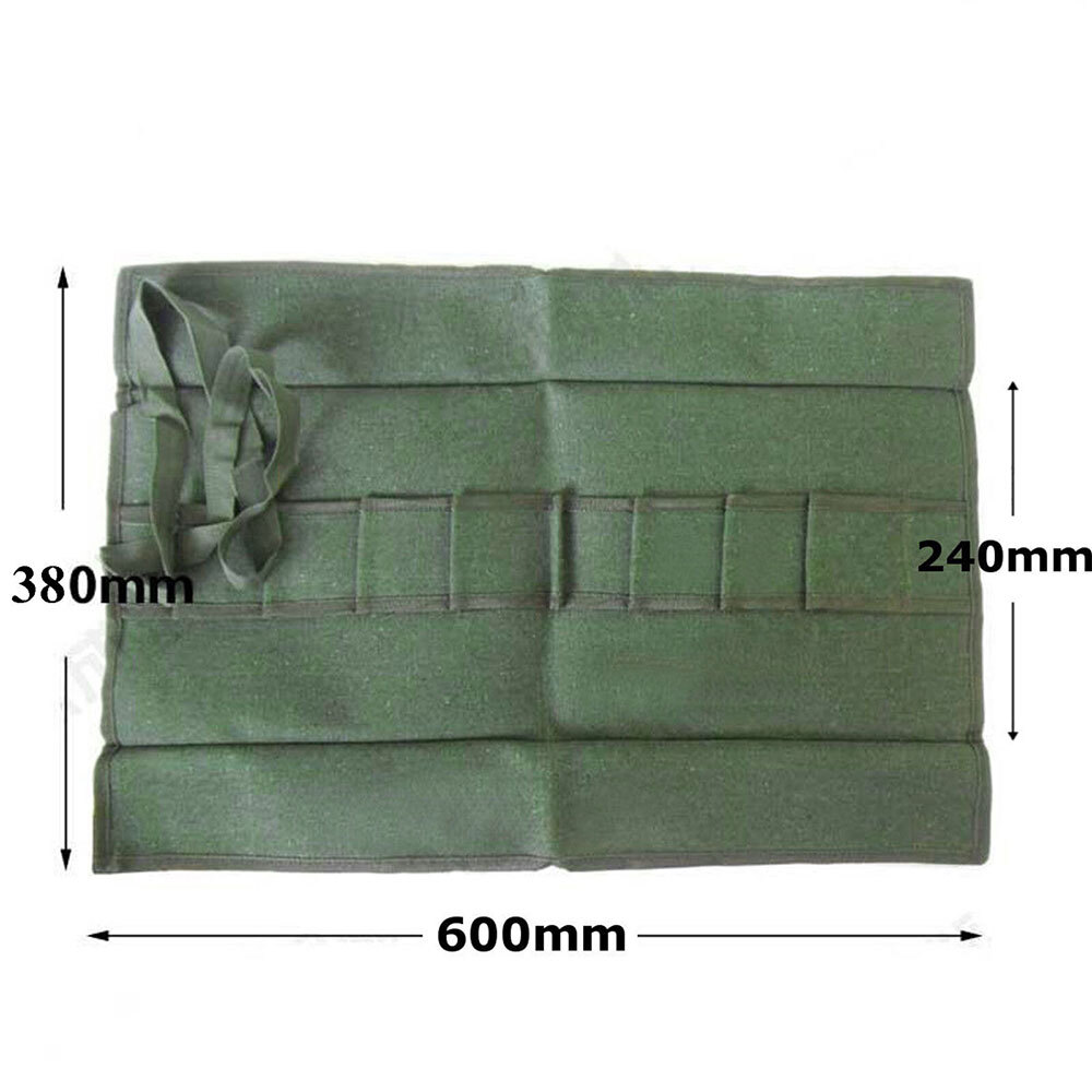 10 Pockets Canvas Spanner Wrench Tool Roll Up Storage bag Organizer Pouches AJ#