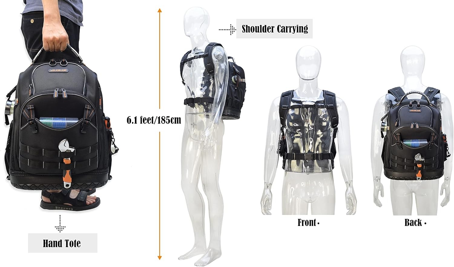 WELKINLAND 77-Pockets Electricians Tool Backpack, HVAC Tools Bag Backpacks