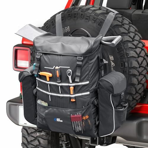 Spare Tire Storage Bag, 52L with 6L Side Bags, Heavy Duty Luggage for