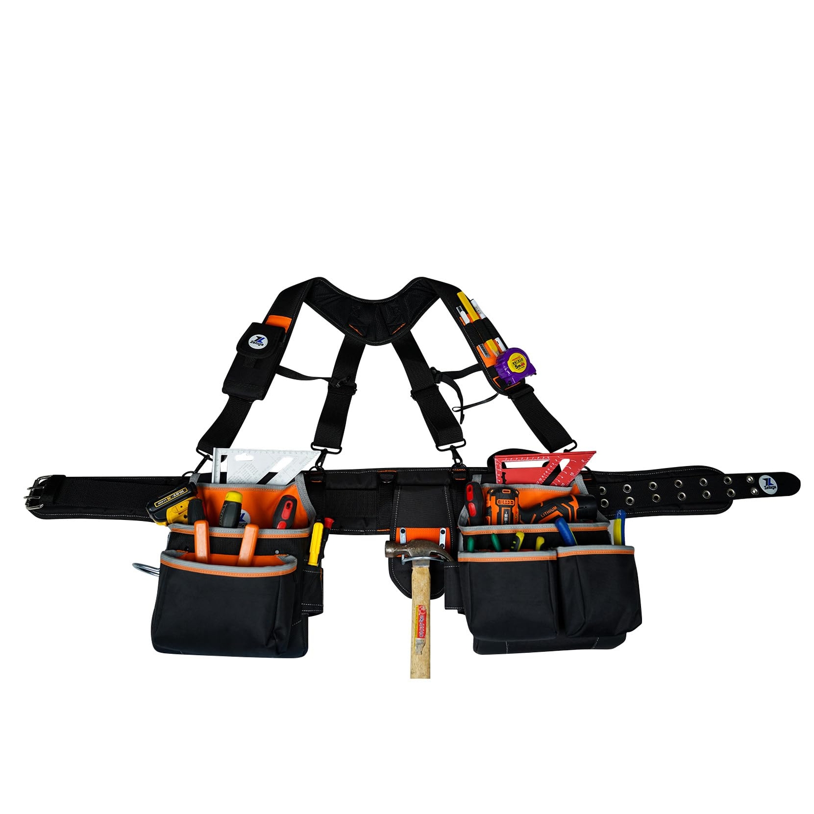20216 Multiple Large Pockets Tool Belts For Men With Suspenders 4″ Padded Toolbe