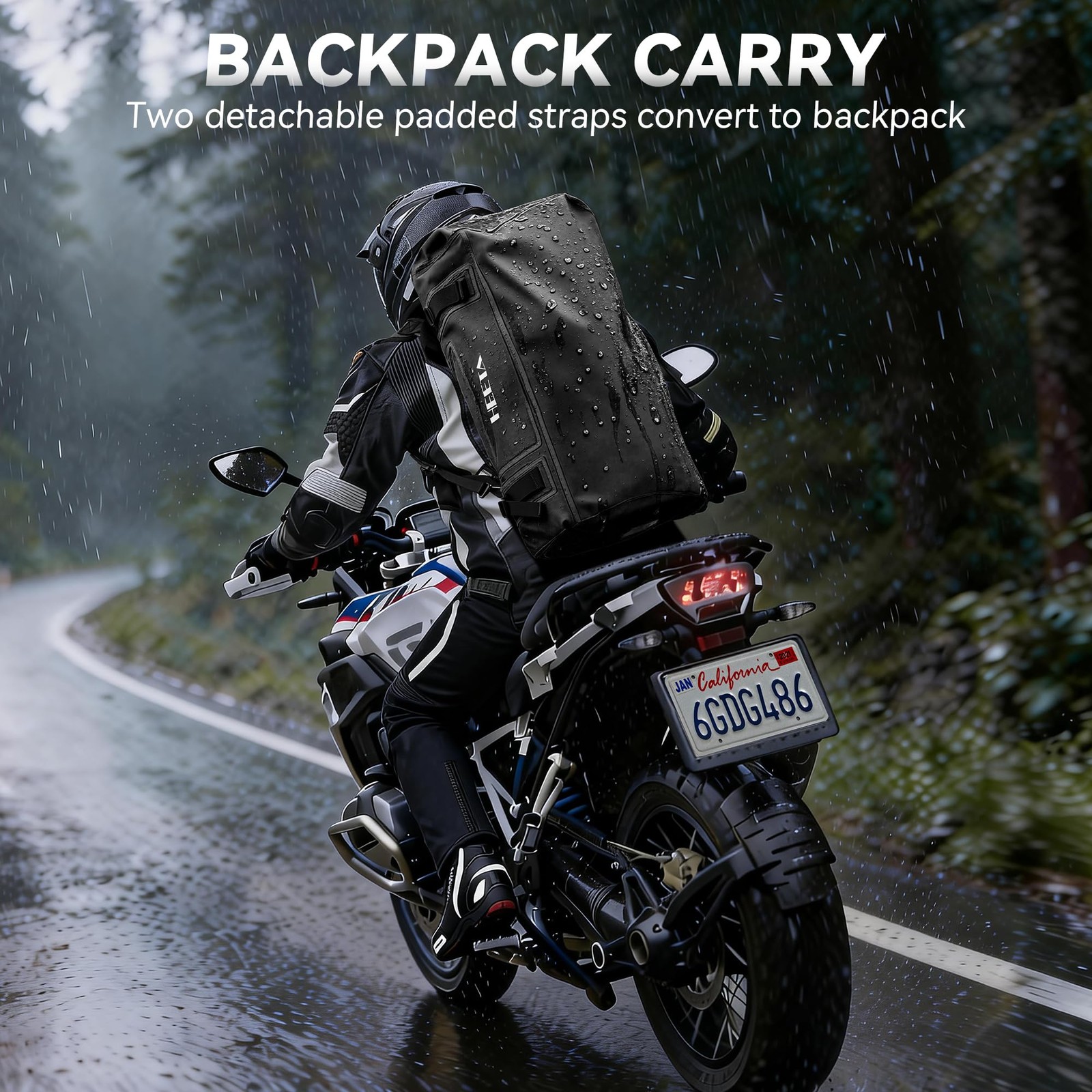 Waterproof Motorcycle Dry Bag 30L Duffel Luggage for Camping & Boating