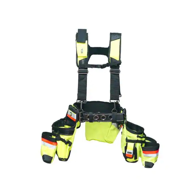Suspension Rig 29-Pockets, 3-Bag Framer’s Tool Belt Hi-Visibility w/ Suspenders