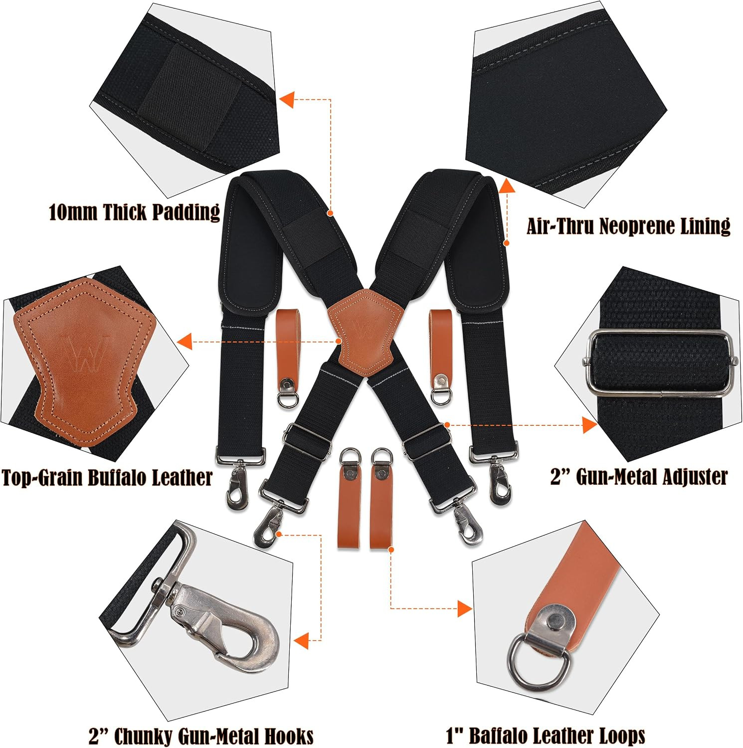 WELKINLAND Lightweight Tool Belt Suspenders, Carpenter Tool Bag Suspenders | Stu
