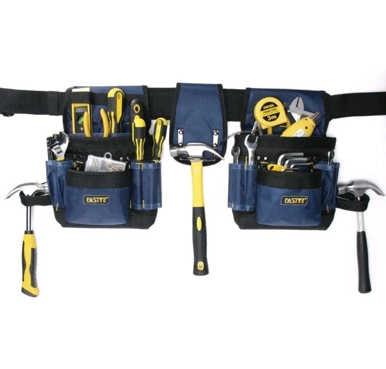 32 pocket 2 Pouch Utility Multifunction Tool Belt Bag Blue