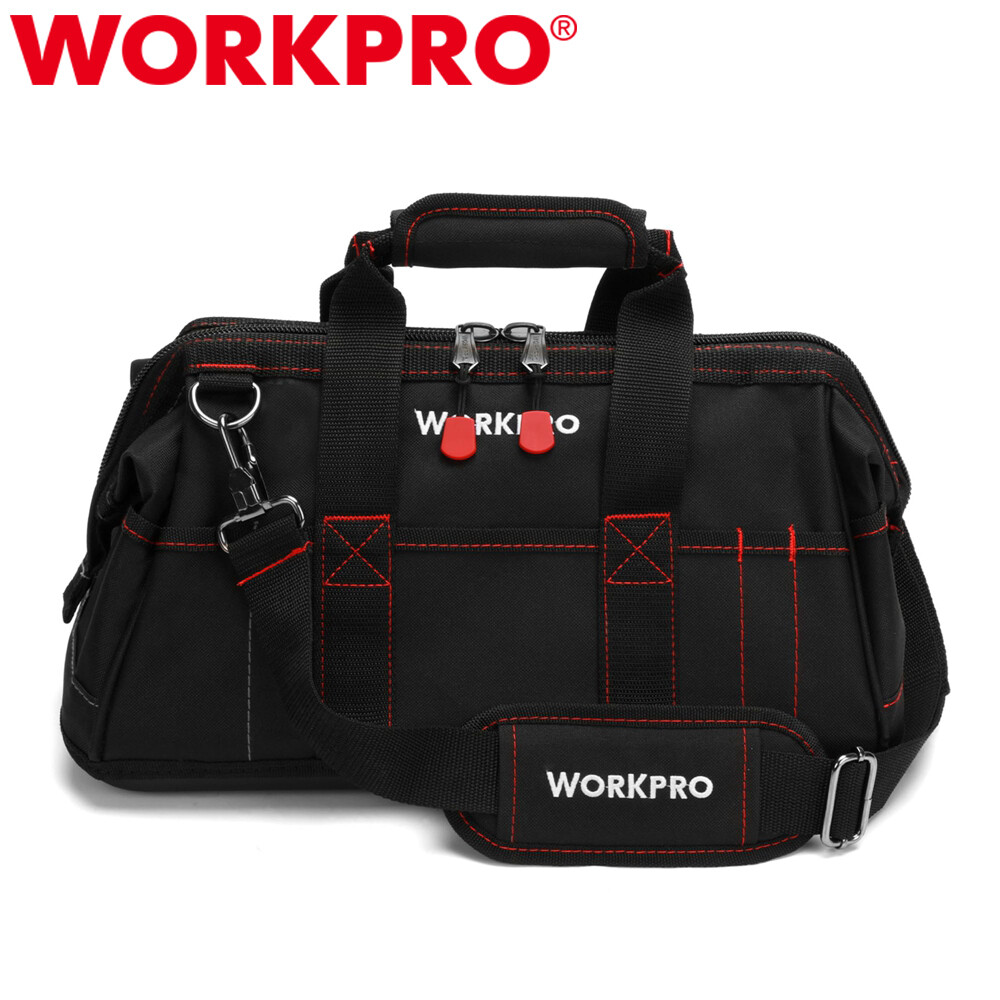 WORKPRO 16-inch Heavy Duty Zipper Tool Bag Wide Mouth Storage Carrying Work Tote