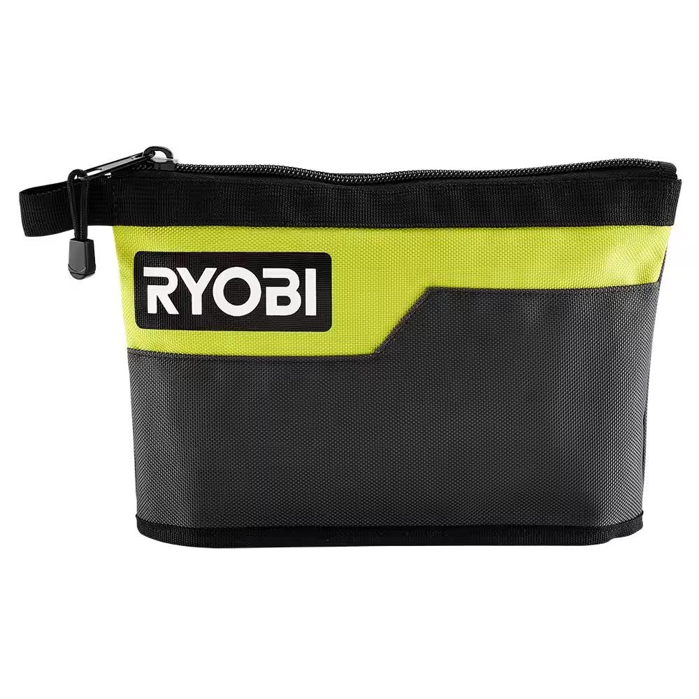 RYOBI 12 in Zipper Pouch Heavy Duty Water Resistant 1680D Fabric & Durable Metal