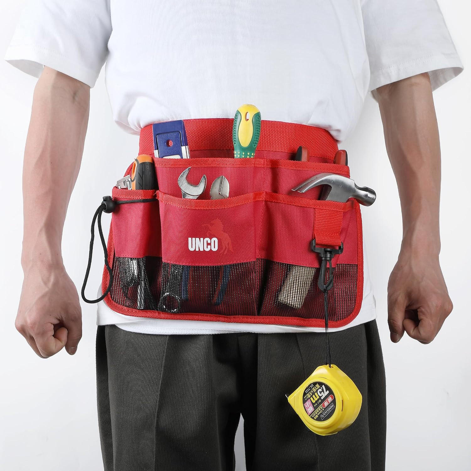 – Adjustable Gardening Belt, Red, 7 Pockets, Wear, Cut and Water Resistant, Gard