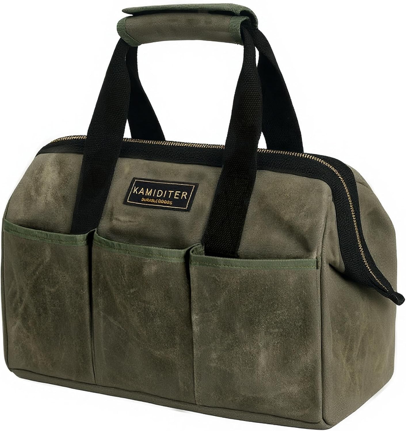 Waxed Canvas Tool Bag 16oz – Heavy Duty Zipper, Multi-Pocket Storage Organizer