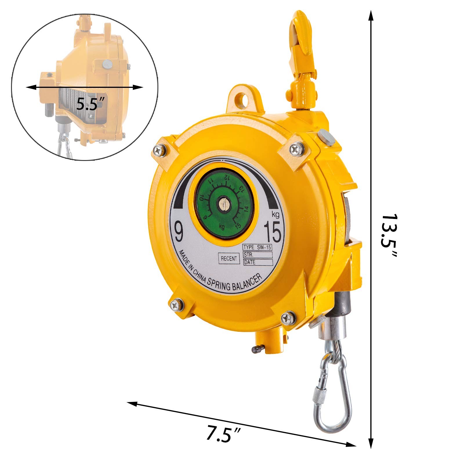 BestEquip Spring Balancer 20-33lbs(9-15kg) Retractable Tool Holder 1.5m Length T