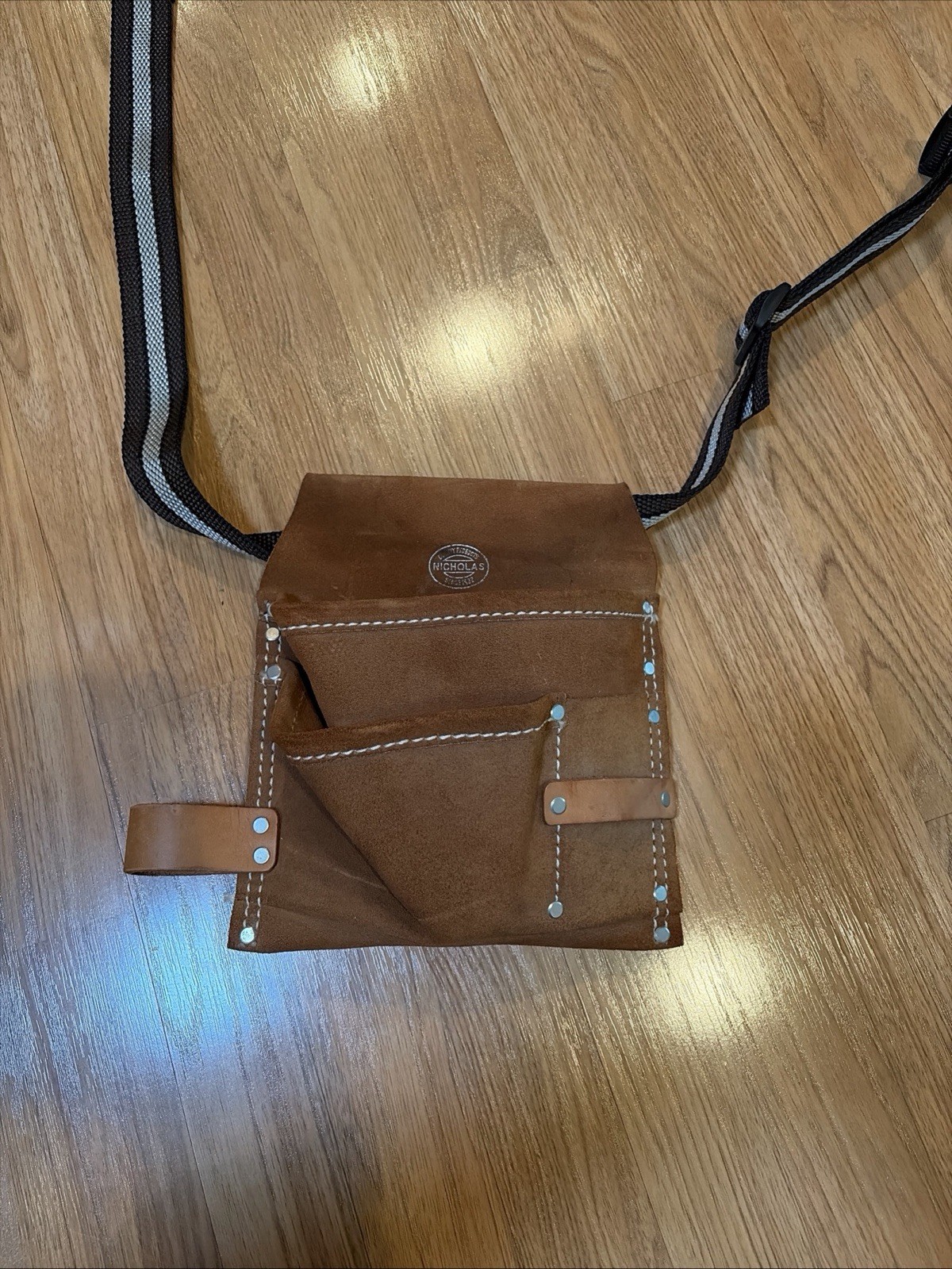 Nicholas Heavy Split Cowhide Suede Tool Pouch Nail Apron Carpenter Work Belt Bag