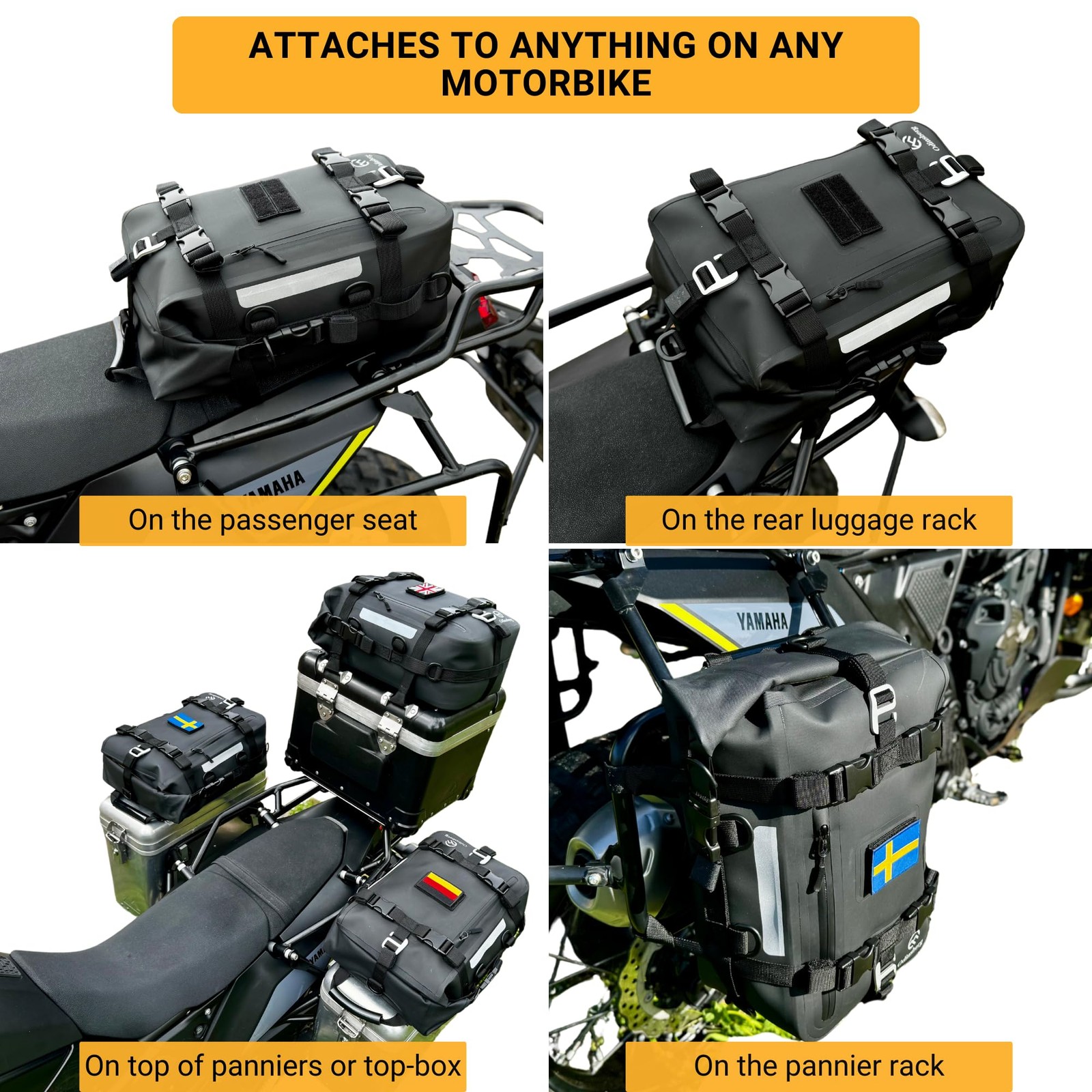 15L 100% Waterproof Motorcycle Tail Bag – All in one Dry Bag Saddlebag Pannie…