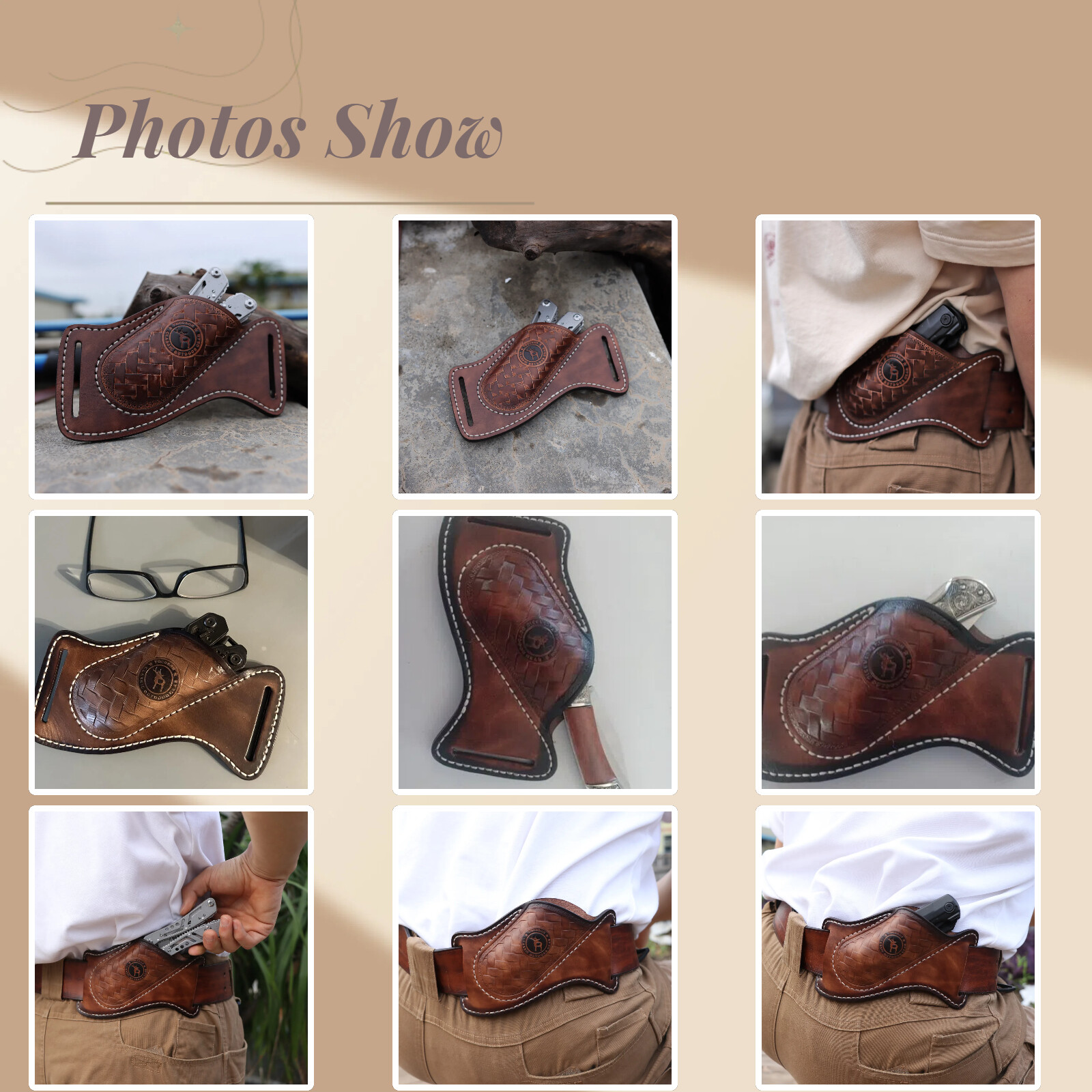 TOURBON Leather Sheath for Camping Knife – Belt Holster Pouch for EDC Pocket