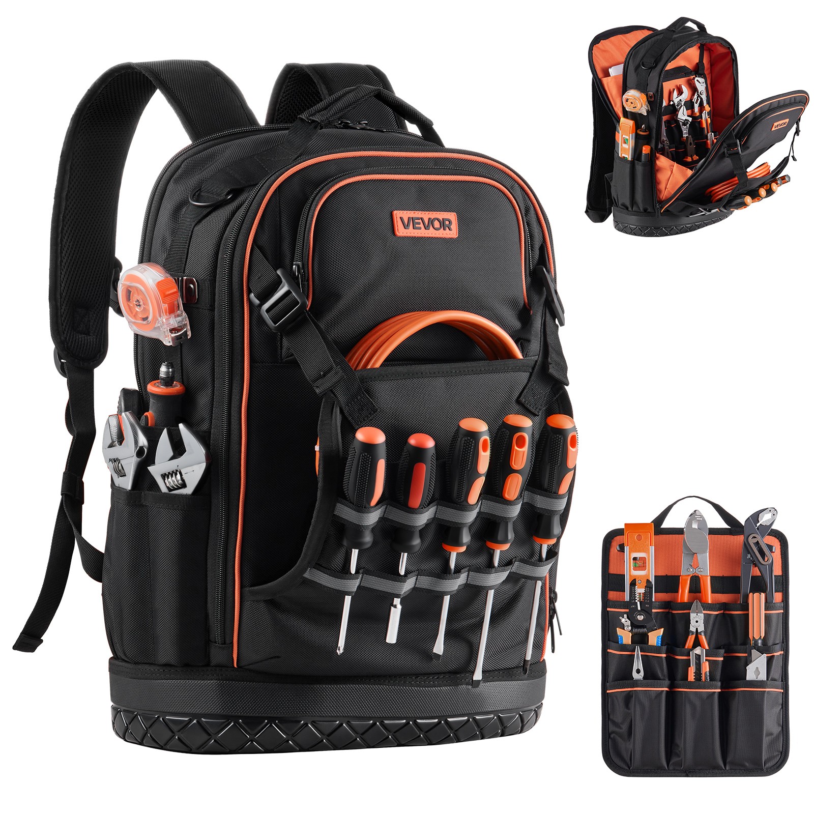 VEVOR Tool Backpack 65 Pockets Tear-resistant Jobsite Backpack for Electrician