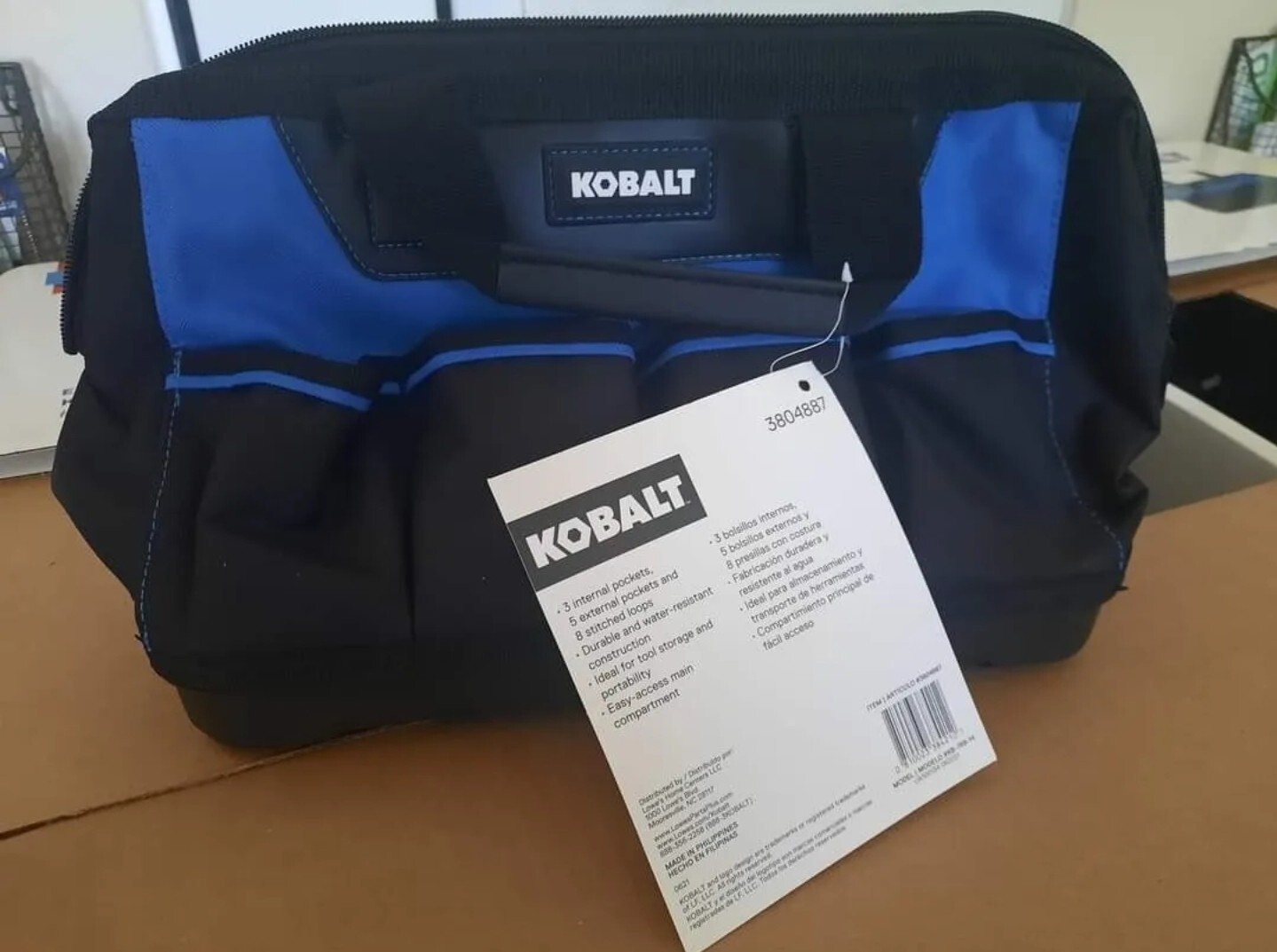 Kobalt 14-inch Hard Bottom Tool Bag, Waterproof Base, 8 Pockets