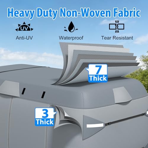 Fiberglass Travel Trailer Cover 8-10ft, 7 Layers Top Heavy Duty Fiberglass