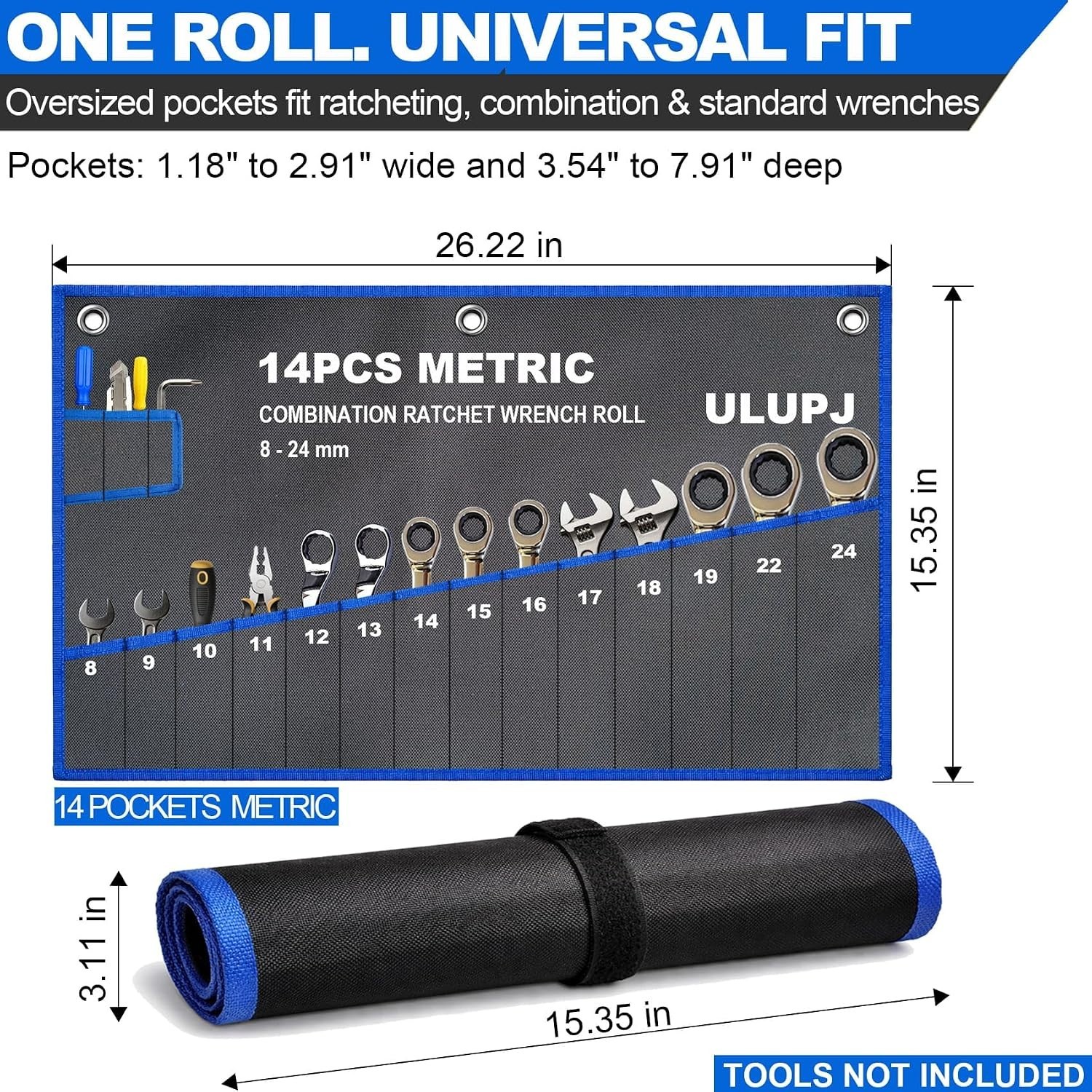 2PCS Wrench Roll Up Pouch, Tool Organizer Storage Bag (13SAE + 14Metric) | Canva