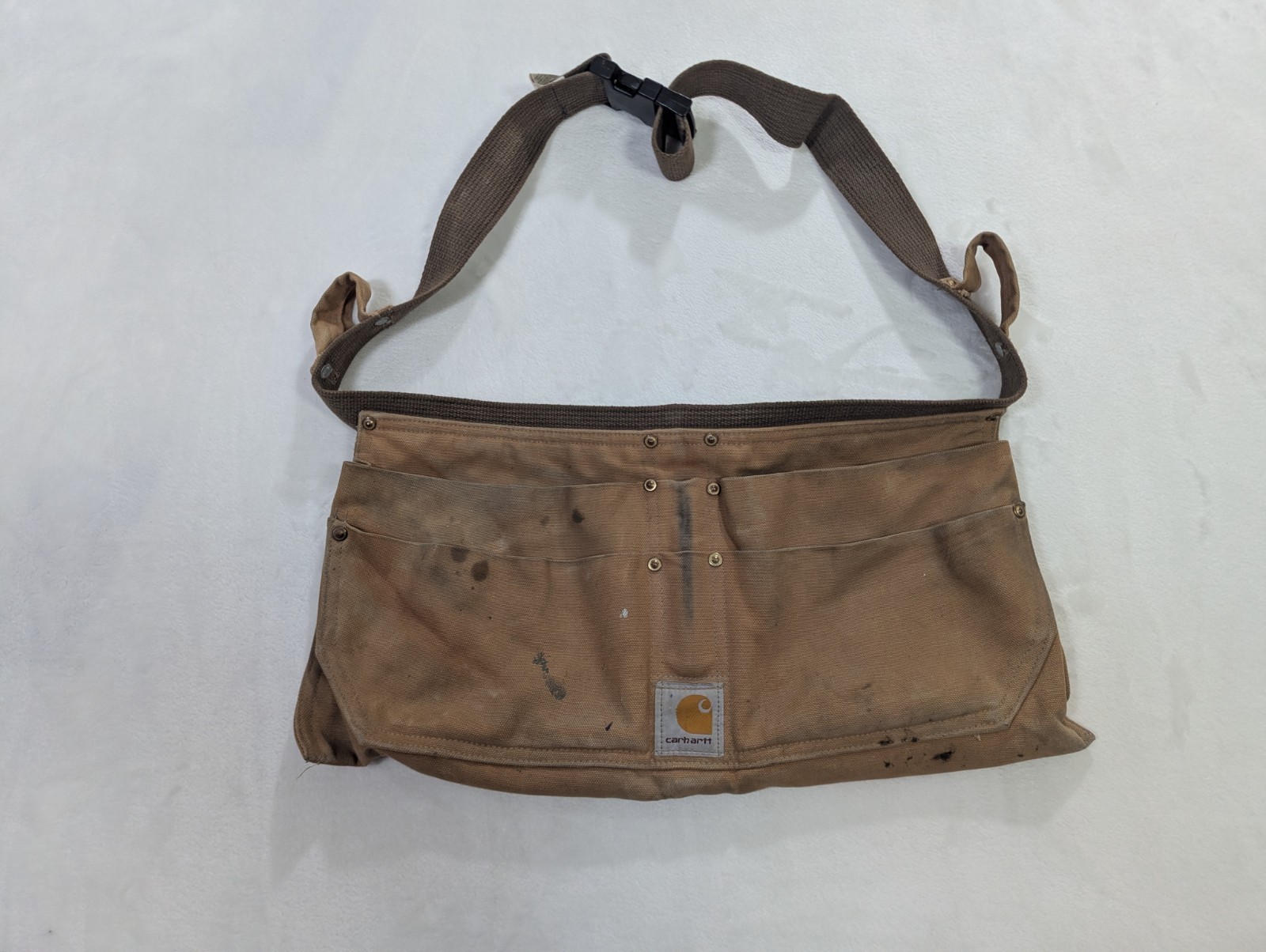 Carhartt Duck Nail Canvas Brown Tool Belt Server Apron Adjustable Distressed
