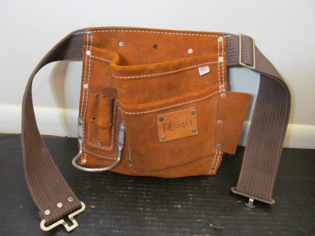 iSqFt Leather 3-Pocket Tool Belt with Quick Release Buckle