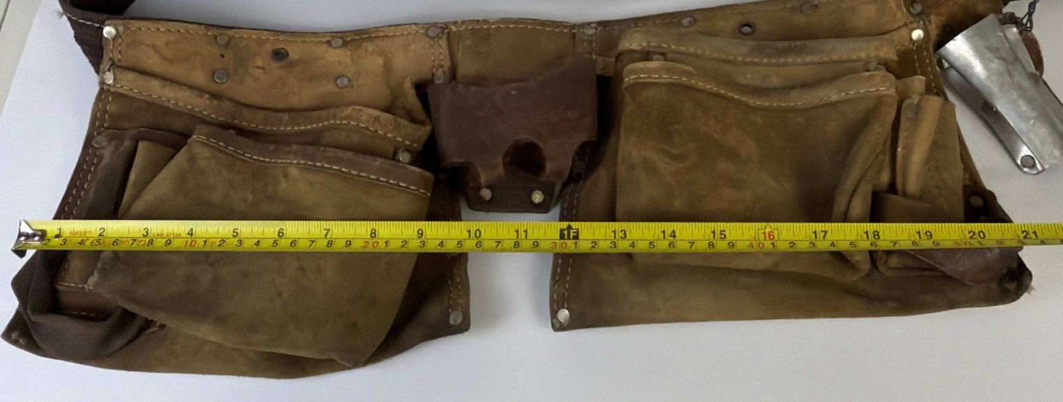 Nicholas Heavy Split Cowhide Tool Belt USA Made Sturdy Vintage Carpenters Belt