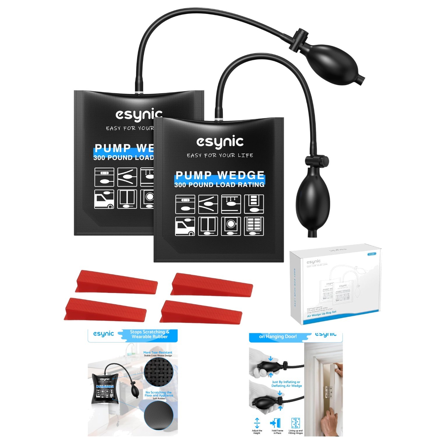 2 Pack Heavy-Duty Air Wedge Bag Kit – 300lbs Lifting Power & Quick-Release