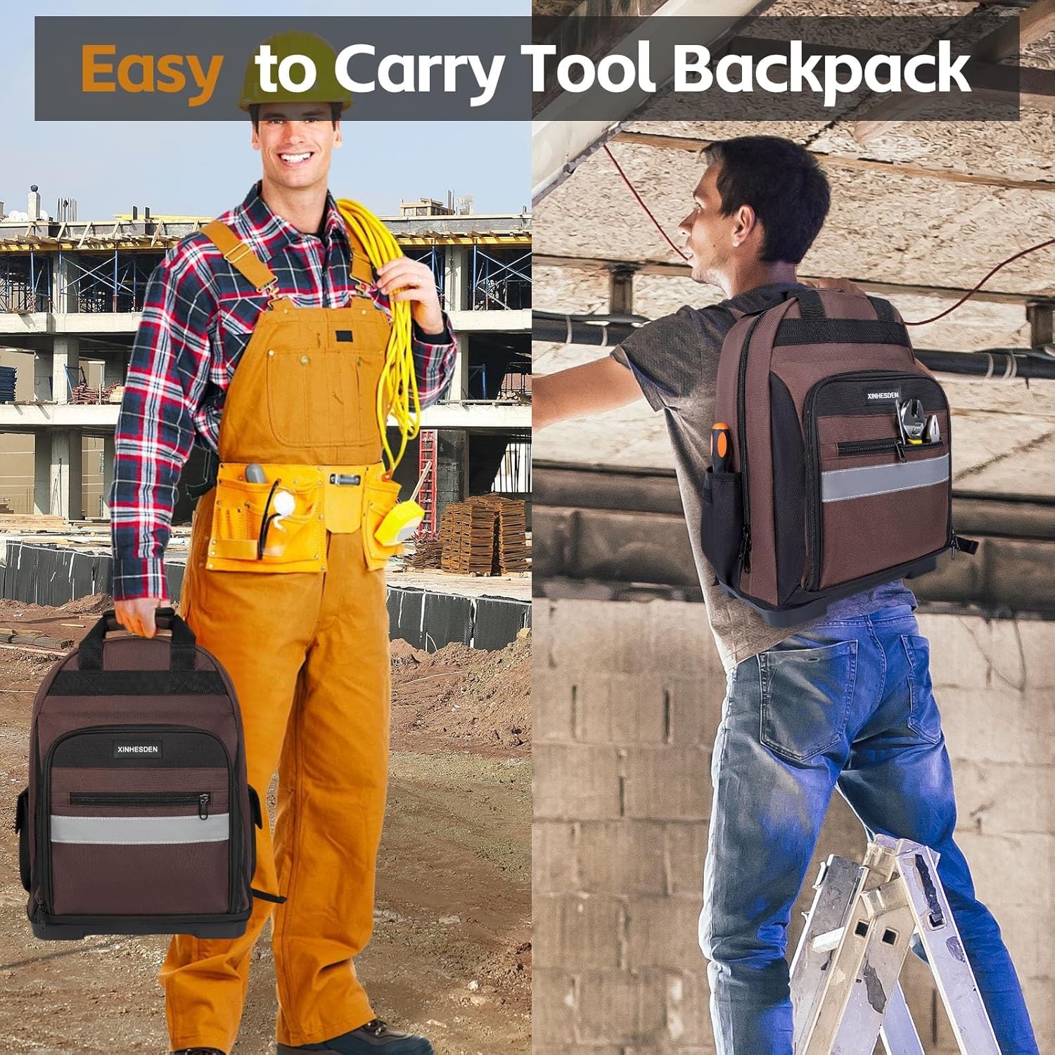 Tool Bag Backpack, Heavy Duty Tool Backpack Bag with Waterproof Molded Base, Ele