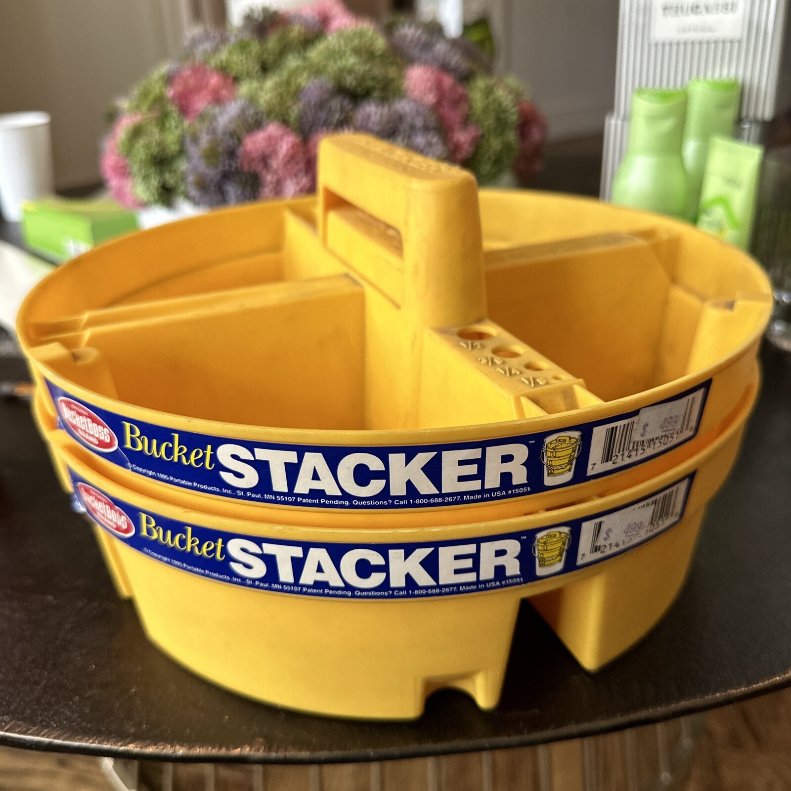 Bucket Boss 15051 4 Compartment Bucket Stackers Lot Of 2 Yellow Ships Out FAST!