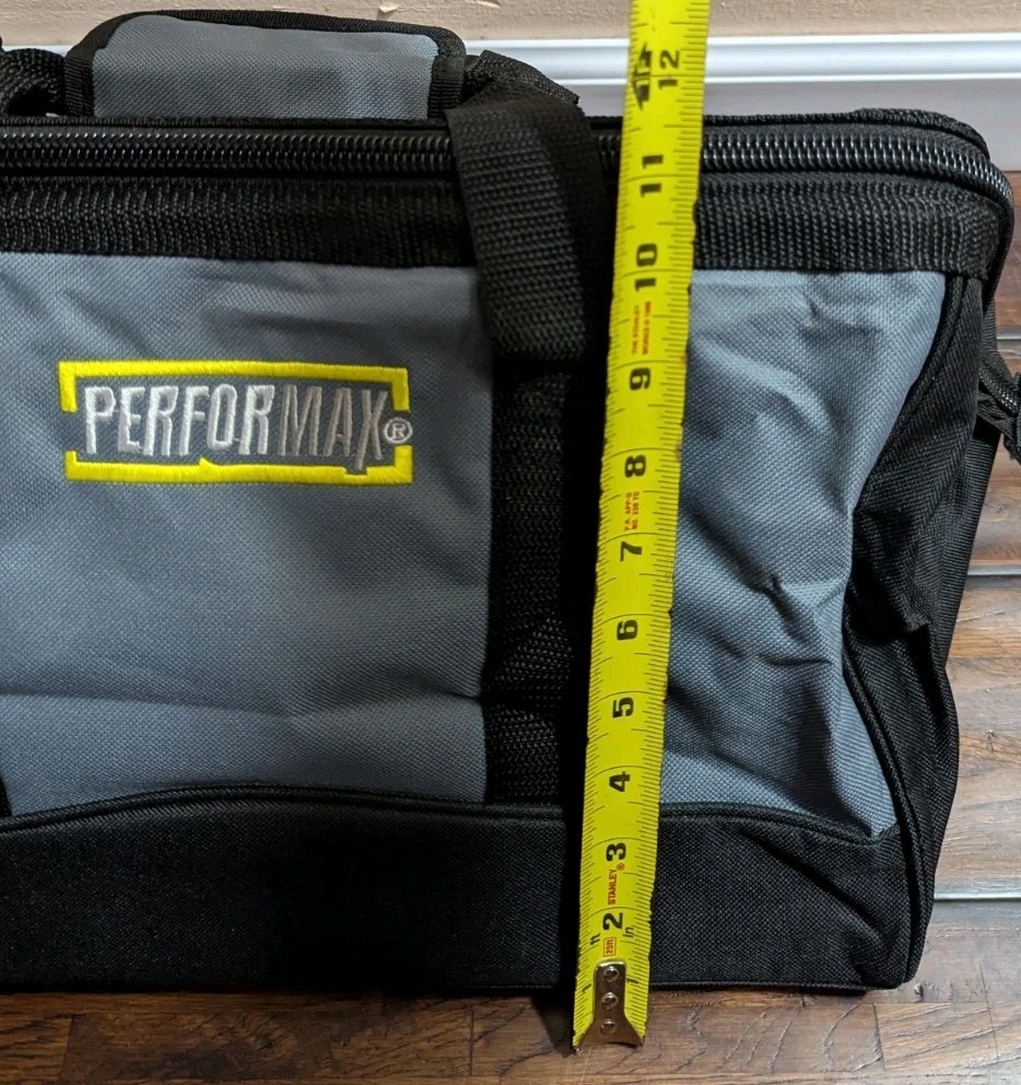 Performax Grey Black Gear and Hardware Tools Bag Dual Handles Heavy-Duty Zipper