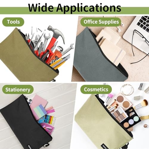 6 Pack Zipper Pouch, Premium Tool Bag, Utility Flat Bottom Storage Multicolor