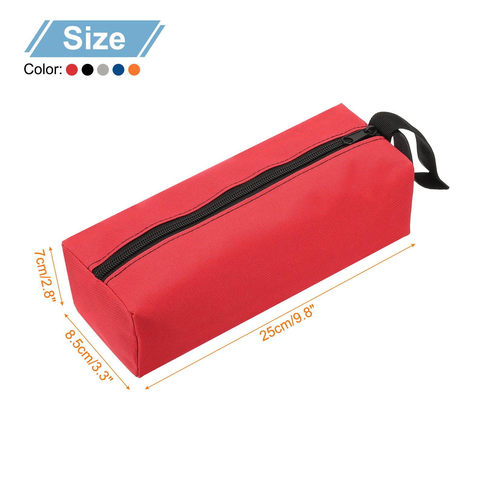 5pcs Zipper Utility Tool Bag 9.8×3.3×2.8 Inch Multi-purpose Tote Bag 5 Color