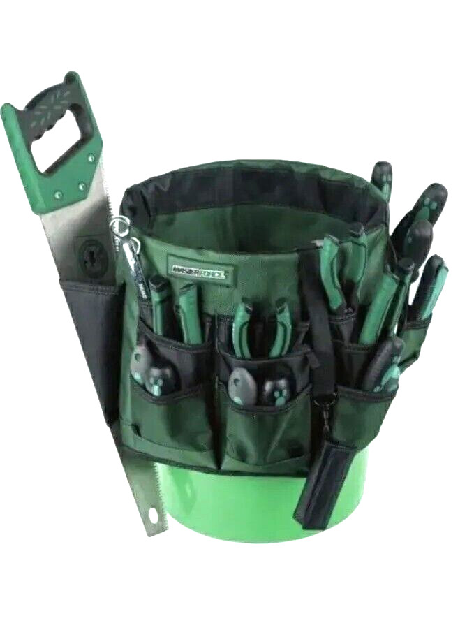 Master Force Tool Pouch Bucket Organizer 14” w/32 Pockets Heavy-Duty Green
