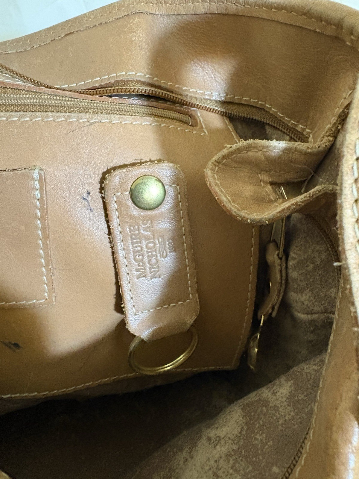 McGuire Nicholas Canvas Leather Tool Bag Shoulder Utility Bag Tan Workwear