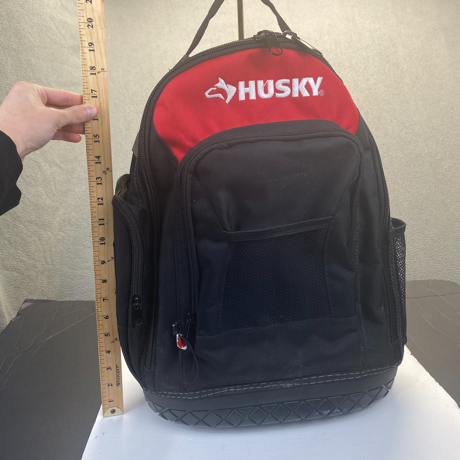 Husky Pro Tool Backpack Heavy Duty Rubber Bottom Storage Bag (H-68003-03)