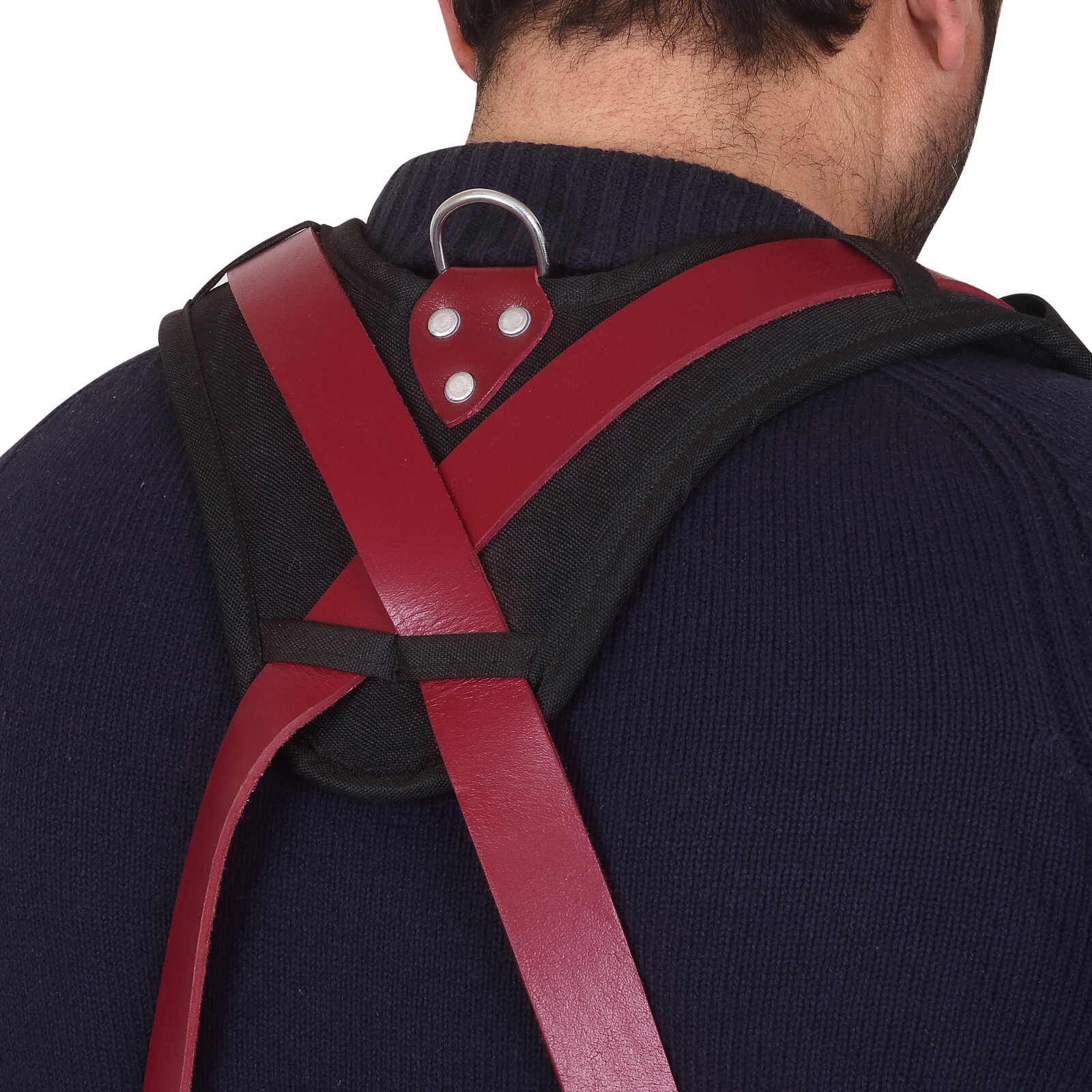 Maroon Leather work Suspenders | Tool Belt Suspenders | Grain Leather Suspender