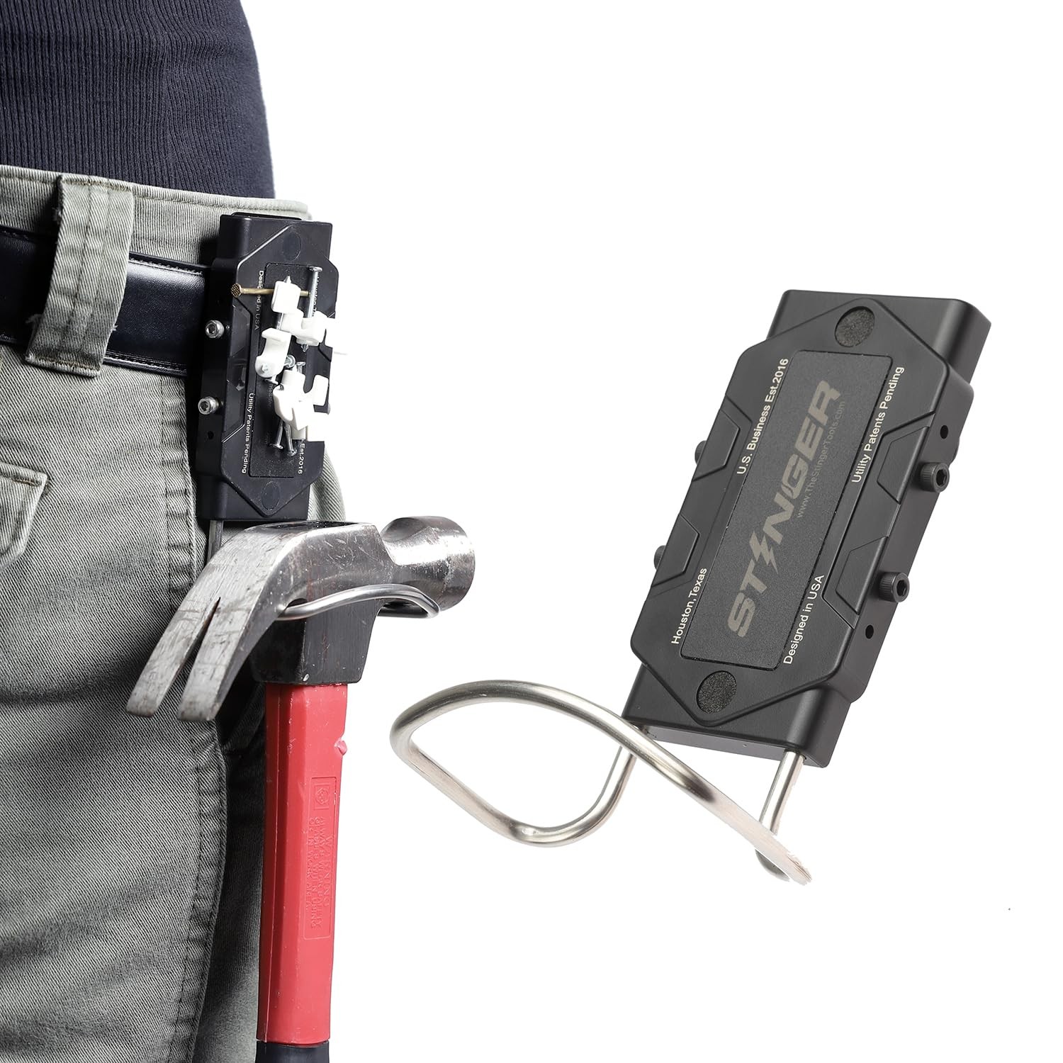 USA Magnetic Tool Holder w/Hammer Loop, Heavy Duty Belt Holster