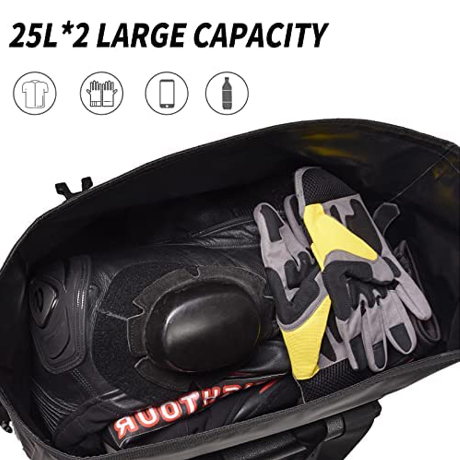 Waterproof Motorcycle Saddlebags – 50L Motorcycle Luggage Bags for Motorbike …