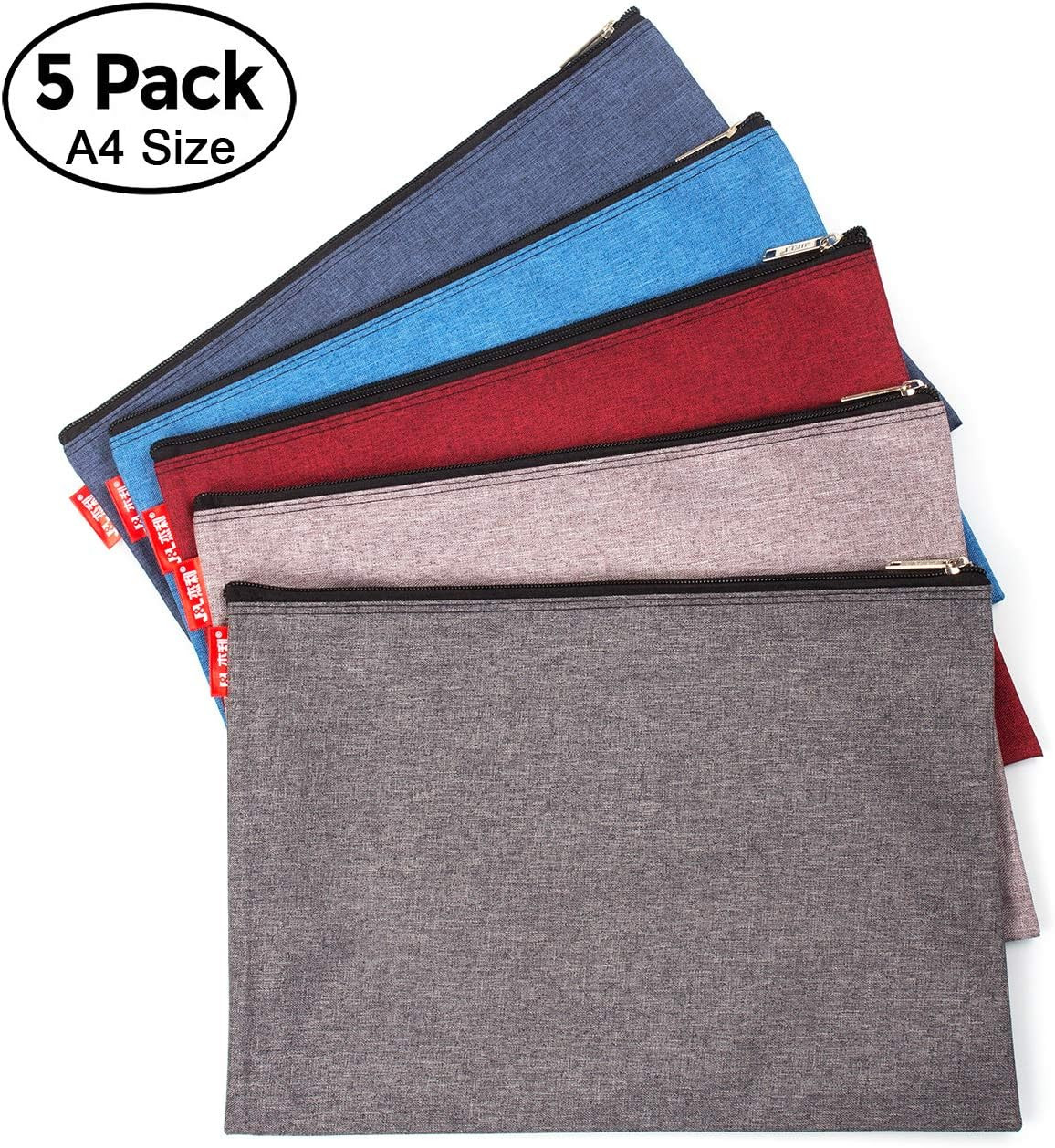 5 Pack Canvas Zipper Tool Bag Set, 13.3″ X 9.4″ 14Oz Heavy Duty Waterproof Multi