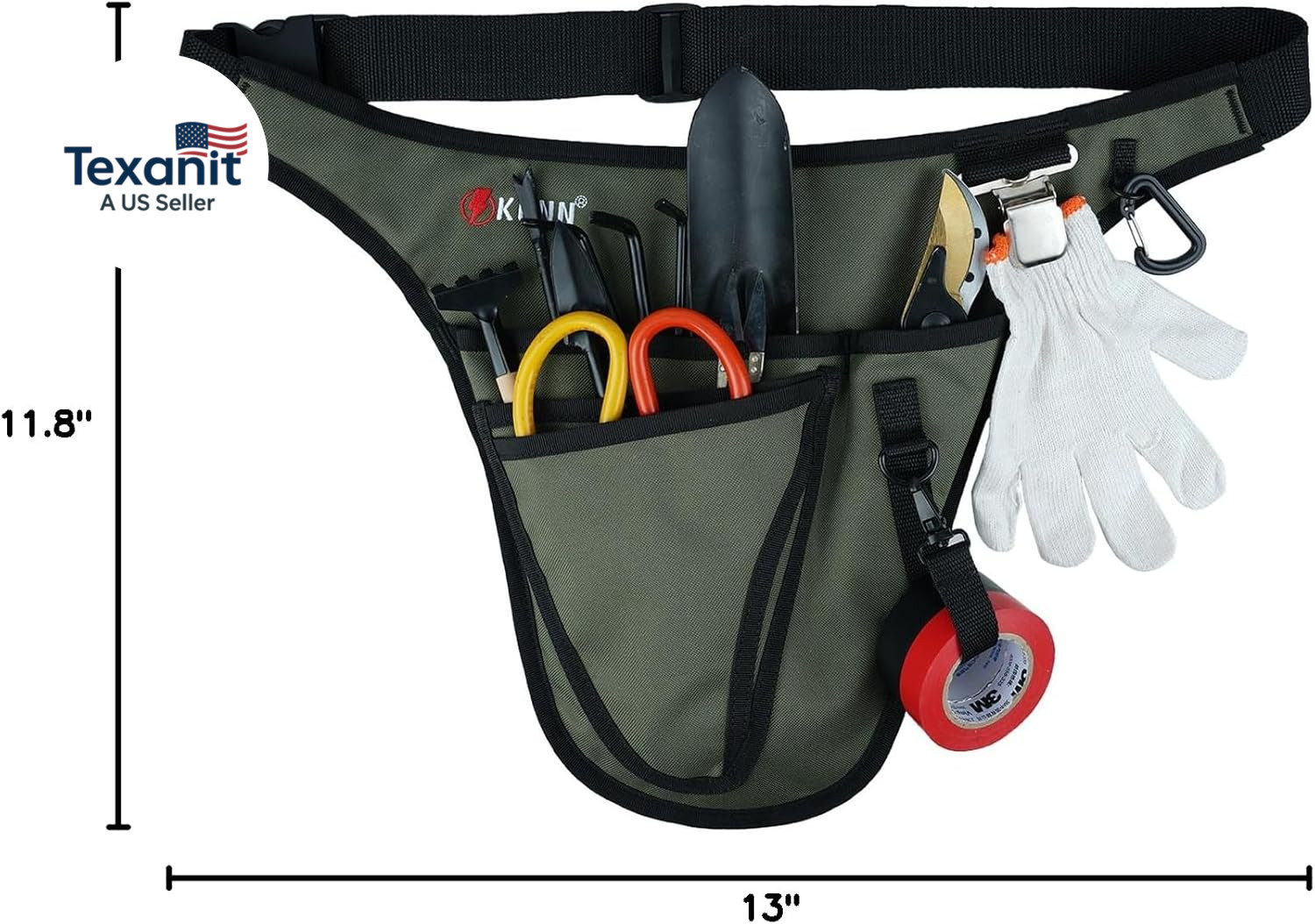 Garden Tool Belt,Durable Adjustable Tool Belt Waist Pouch with 4 Pocket for Wome